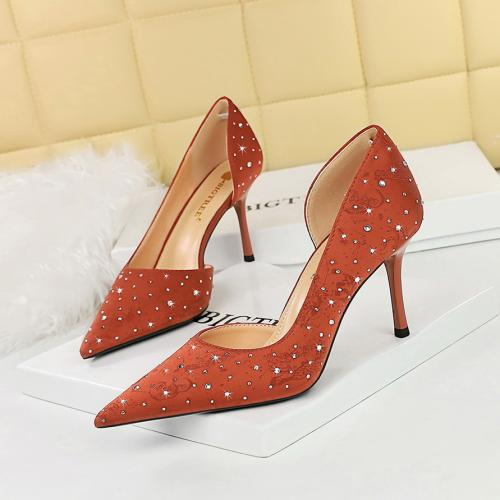 Silk Stiletto High-Heeled Shoes Pair