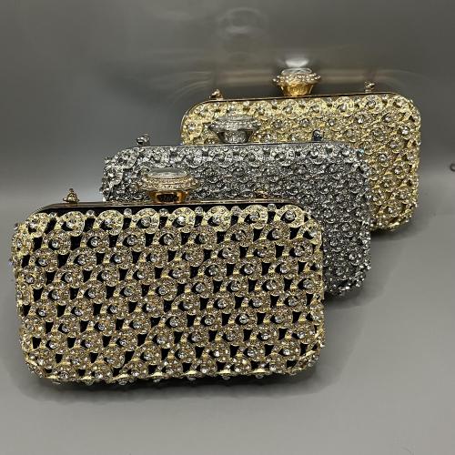 PU Leather & Zinc Alloy hard-surface & Easy Matching Handbag with chain & with rhinestone PC