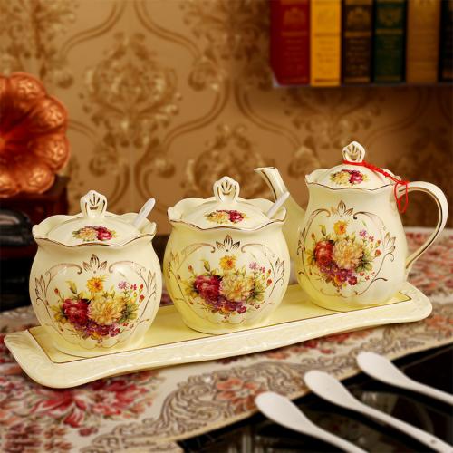 Porcelaine Ensemble Cruet Solide Jaune Ensemble