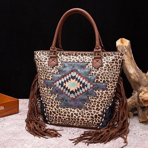 PU Leder Handtasche, Leopard, Braun,  Stück