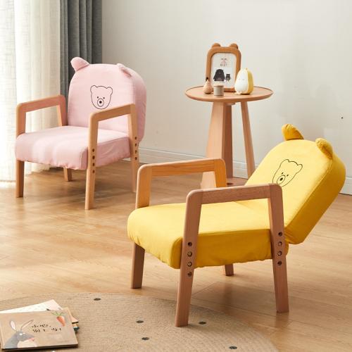 Hêtre & Éponge & Tissu en coton Chaise de maison occasionnelle Dessin animé plus de couleurs pour le choix pièce