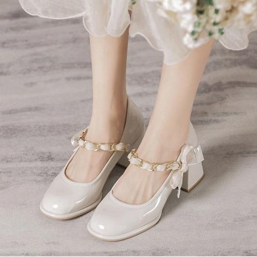 Cuero sintético de microfibra PU & Caucho Zapatos de tacón alto, blanco,  Par