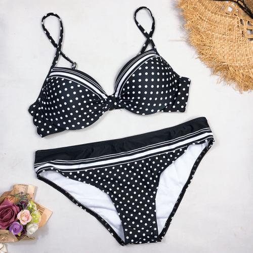 Spandex & Poliestere Bikiny Stampato Dot Nero Nastavit