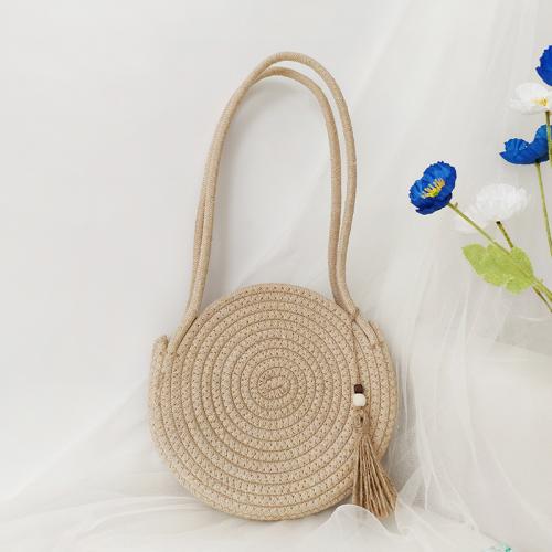 Cotton Cord Easy Matching Woven Shoulder Bag khaki PC