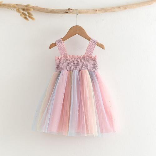 Polyester & Cotton Princess & Ball Gown Girl One-piece Dress patchwork PC