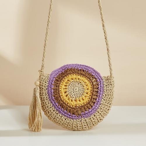 Paper Rope Beach Bag & Easy Matching & Weave & Tassels Crossbody Bag PC