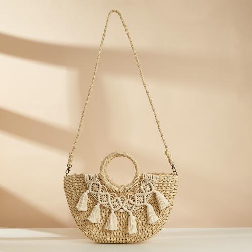 Paper Rope Beach Bag & Easy Matching & Weave & Tassels Crossbody Bag PC