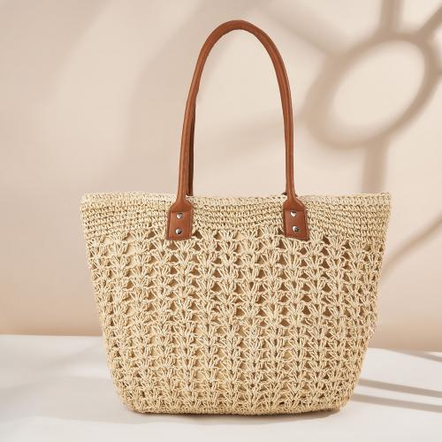 Stroh Handtasche, Solide, Beige,  Stück