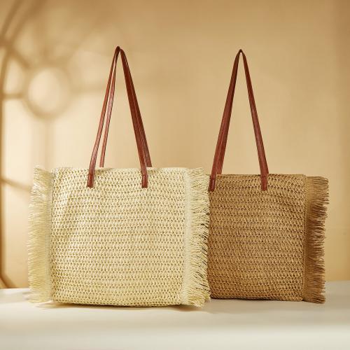 Straw Beach Bag Shoulder Bag Solid PC