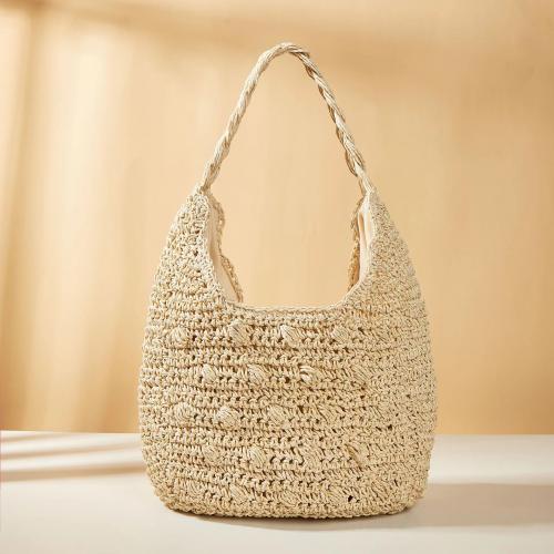 Straw Beach Bag Shoulder Bag Solid beige PC