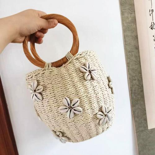 Papierseil & Muschel Gewebte Tote, Floral, Beige,  Stück