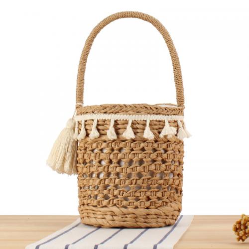 Paper Bucket Bag & Tassels Handbag Solid PC