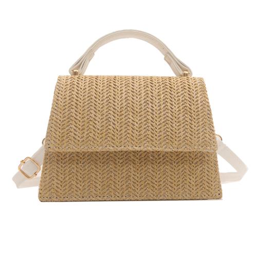 Straw & PU Leather Easy Matching Handbag attached with hanging strap PC