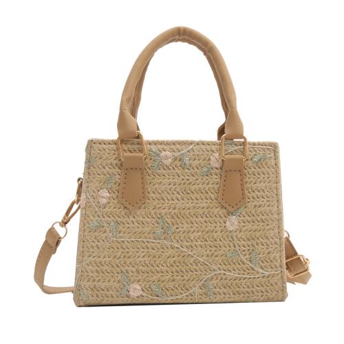 Straw & PU Leather Easy Matching Handbag attached with hanging strap PC