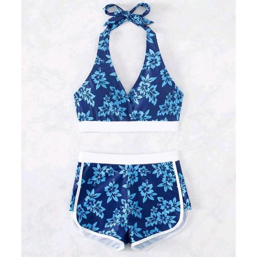 Polyamide & Polyester High Waist Tankinis Set & two piece & padded printed floral Set