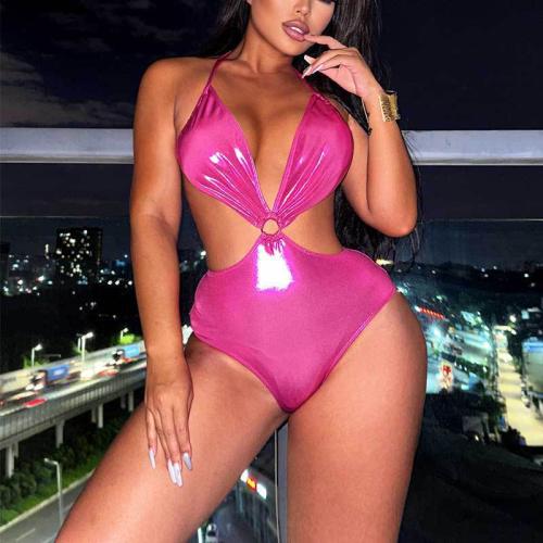 Polyester Monokini Solide Fuchsia pièce