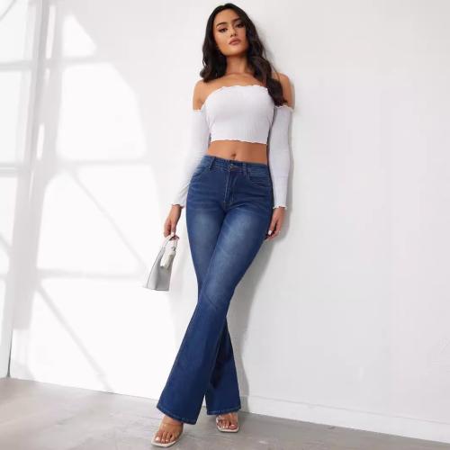 Denim Jeans femmes Solide Bleu pièce