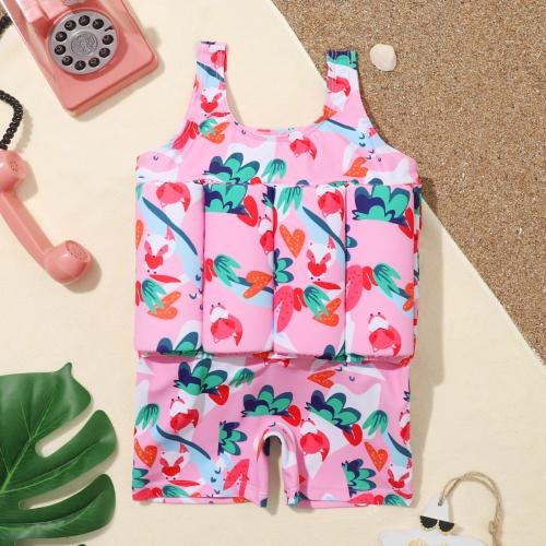 Polyester Costume flottant de natation d’enfants Solide Rose pièce