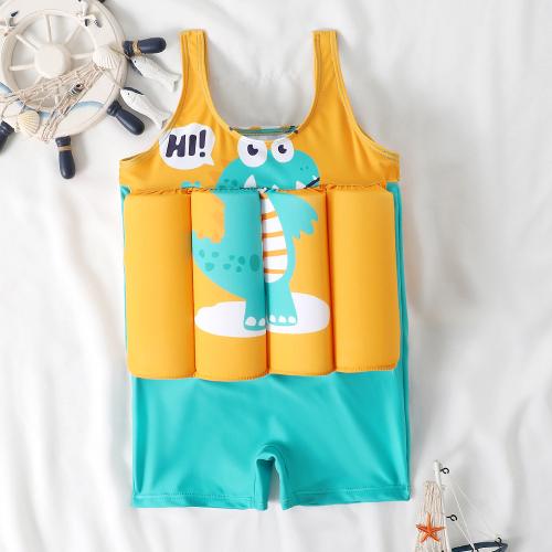 Polyester Costume flottant de natation d’enfants Solide jaune et bleu pièce