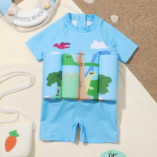 Polyester Costume flottant de natation d’enfants Solide Bleu pièce