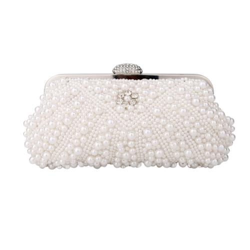 Plastic Pearl & Polyester Easy Matching Clutch Bag with rhinestone PC