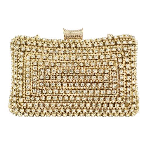 Metal & Polyester hard-surface & Easy Matching Clutch Bag with rhinestone PC