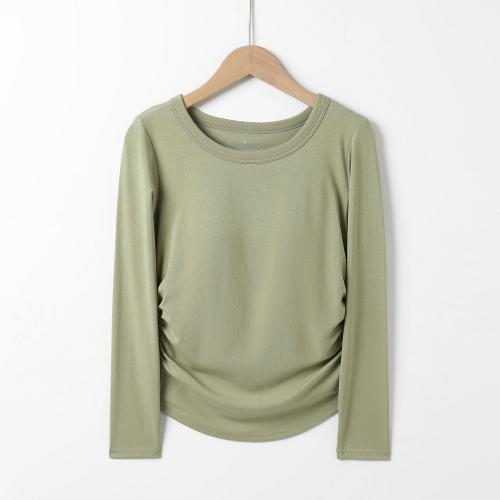 Viscose Fiber with bra & Soft & Slim Women Long Sleeve T-shirt Solid PC