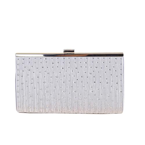 PU Leder Clutch Bag, Solide, Silber,  Stück