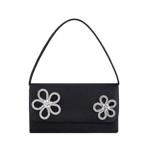 PU Leder Handtasche, Floral, Schwarz,  Stück