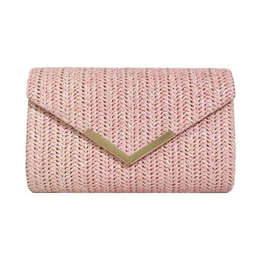 PP Stroh Clutch Bag, Rosa,  Stück