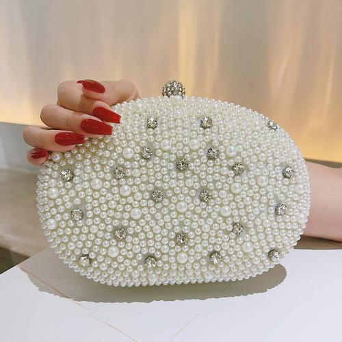 PU Leder & Kunststoffperle Clutch Bag, Weiß,  Stück