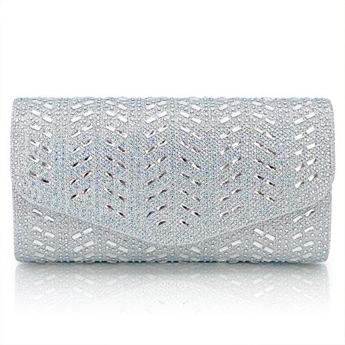 PU Leder & Polyester Clutch Bag, Silber,  Stück