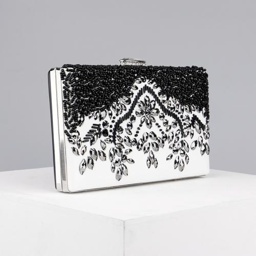 Glett & Polyester Easy Matching Clutch Bag with rhinestone black PC