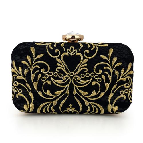 Polyester Clutch Bag, Floral, Schwarz,  Stück