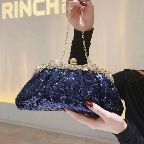 PU Leather & Sequin & Polyester Easy Matching Clutch Bag blue PC