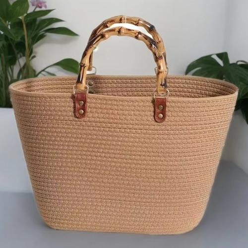 Straw Tote Bag Handbag Solid khaki PC