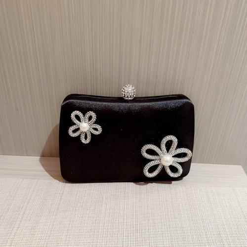 PU Leder Clutch Bag, Floral, Schwarz,  Stück