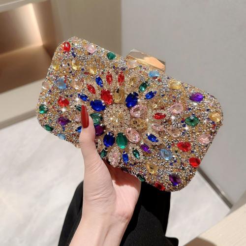 Polyester Easy Matching Clutch Bag with rhinestone floral PC