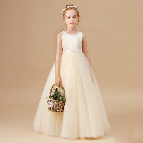 Gauze & Polyester Princess & Ball Gown Girl One-piece Dress Solid PC