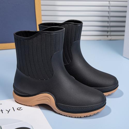 PVC heighten & high top Rain Boots & anti-skidding Solid Pair