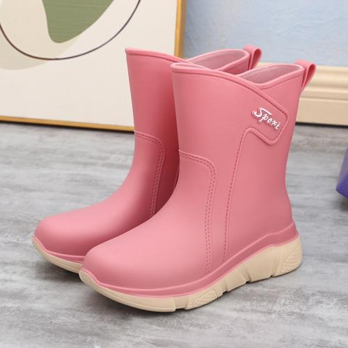 PVC high top Rain Boots fleece  Solid Pair