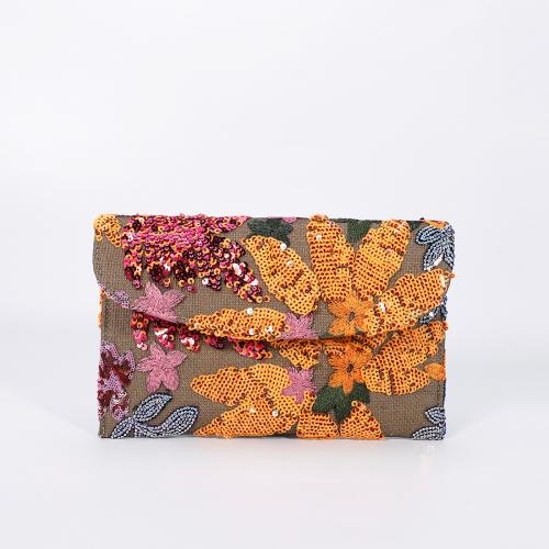 Cotton Linen & Sequin Easy Matching Clutch Bag durable & soft surface PC