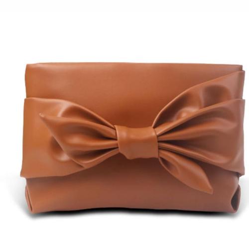 PU Leder Clutch Bag, Bowknot-Muster, Braun,  Stück