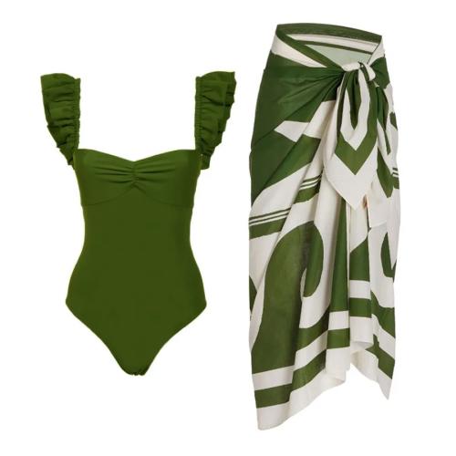 Polyester Maillot de bain d’une seule pièce Imprimé Vert pièce