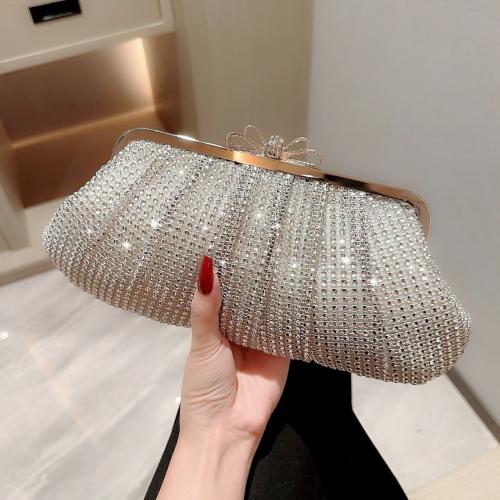 Polyester Easy Matching Clutch Bag with rhinestone silver PC