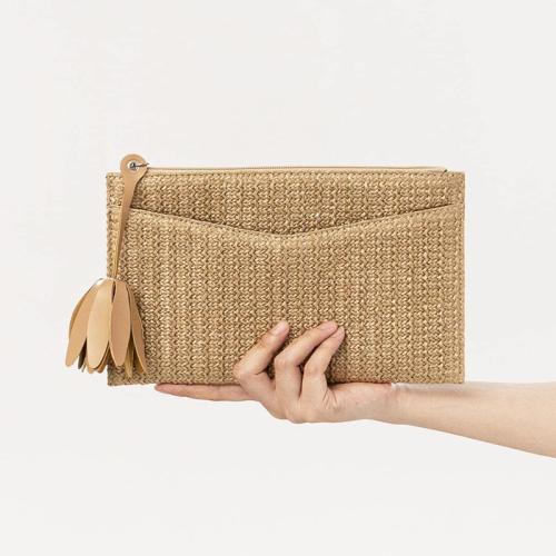 Straw Easy Matching Clutch Bag khaki PC