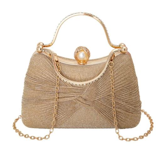 Polyester Clutch Bag, Bowknot-Muster, Gold,  Stück