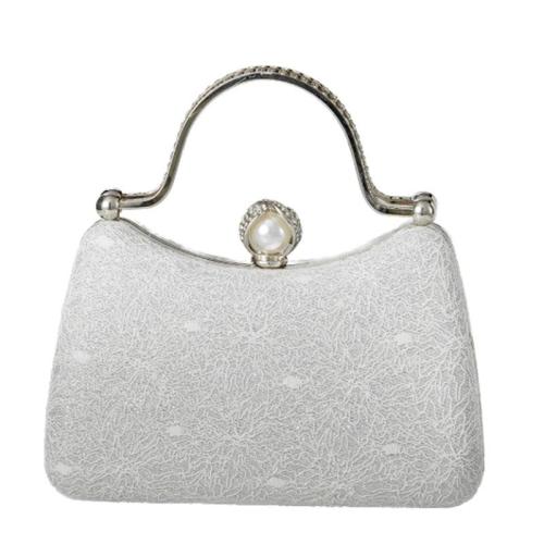 Polyester Easy Matching Clutch Bag with chain & with rhinestone silver PC