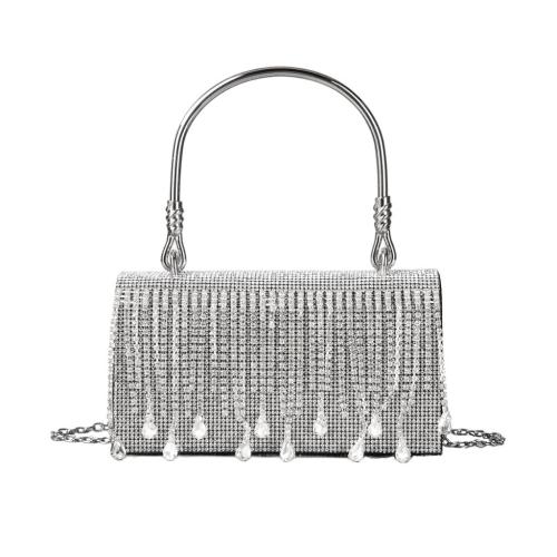 Polyester Clutch Bag, Silber,  Stück