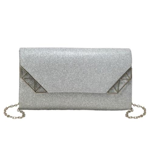 Polyester Clutch Bag, Silber,  Stück